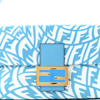 Fendi X SARAH COLEMAN Glazed Canvas Vitello King FF Vertigo Baguette 1997 Cyber Blue White 9 of 11