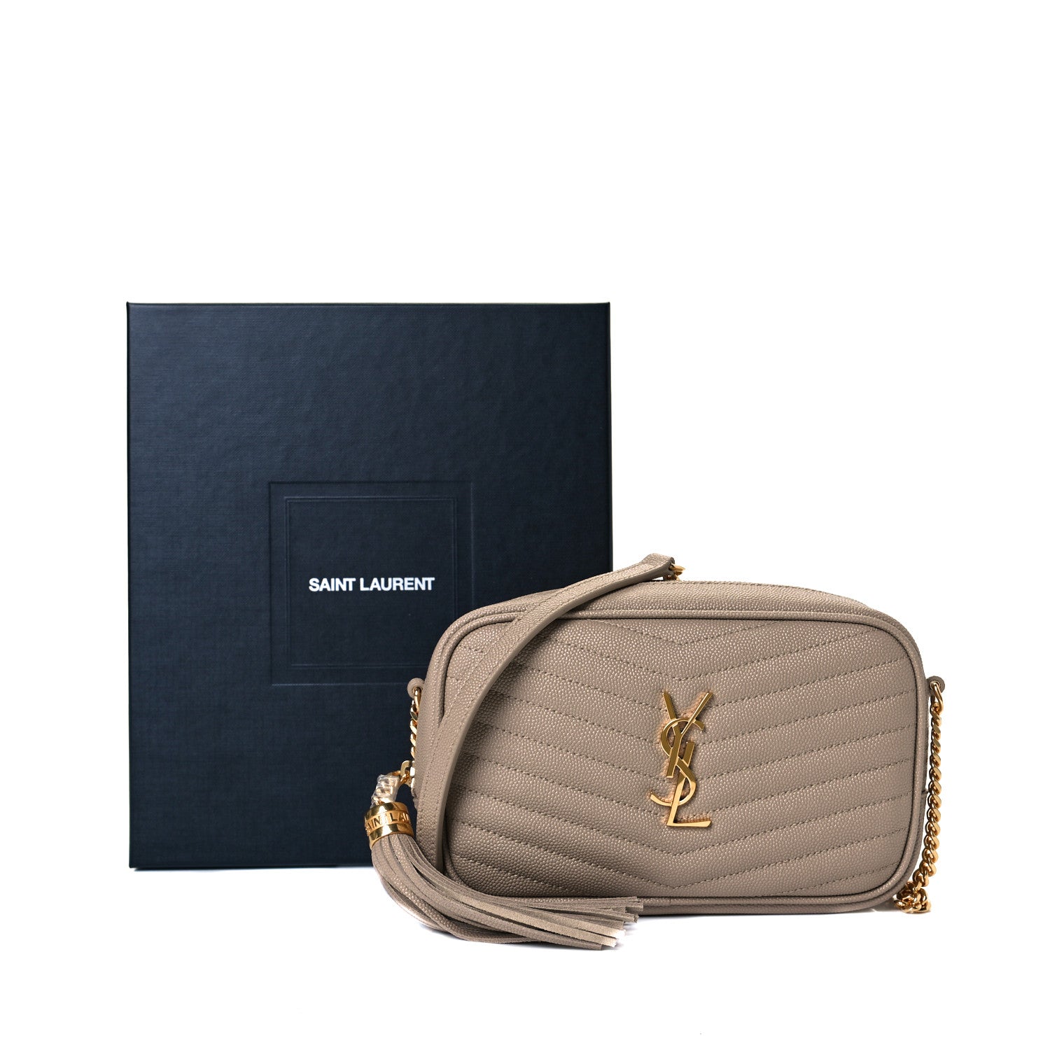 Saint Laurent Grain De Poudre Matelasse Monogram Mini Lou Camera Bag Dark Beige 7 of 7