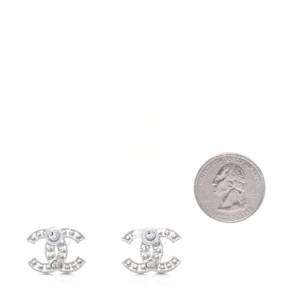 Chanel Crystal CC Earrings Silver 2 of 3