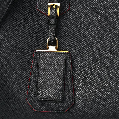 Prada Saffiano Cuir Small Double Bag Black Fuoco 7 of 13