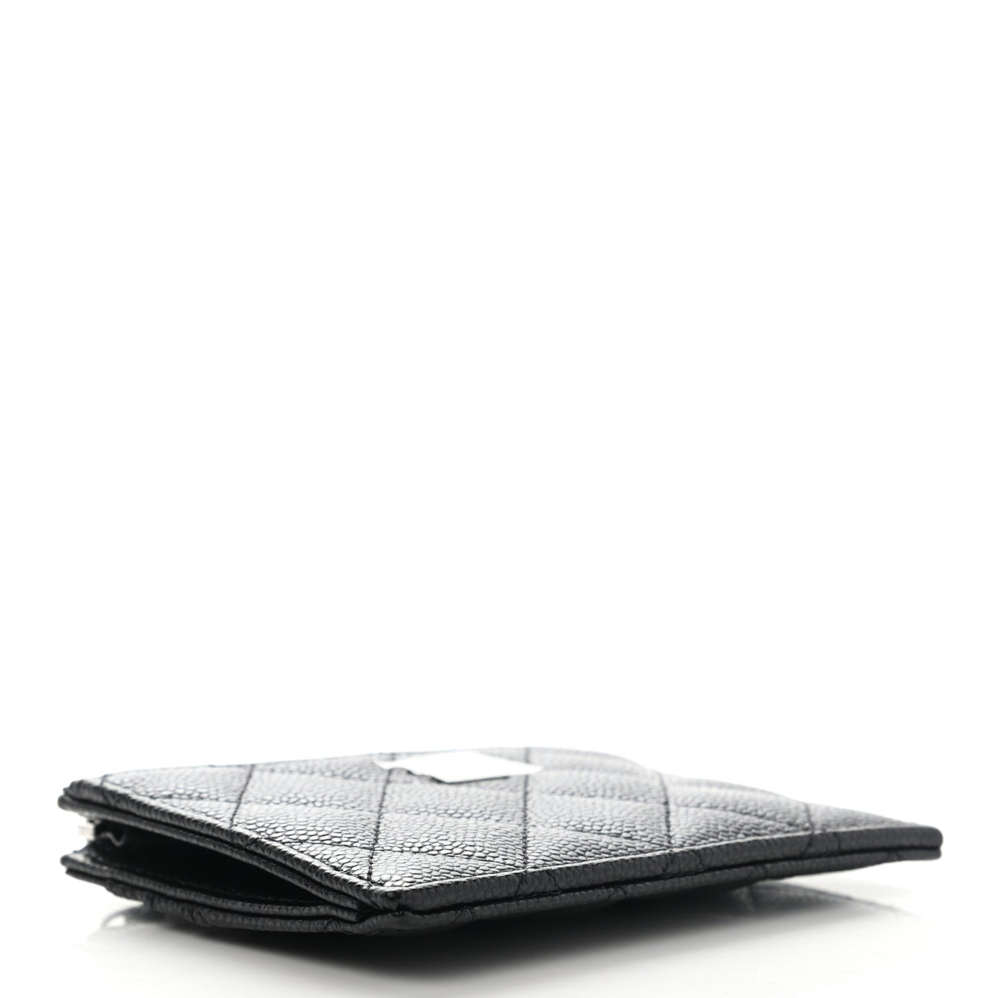 Caviar Quilted CC Zip Card Holder Black
