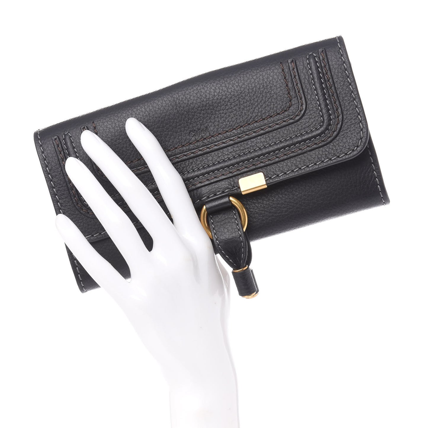 Calfskin Marcie Continental Flap Wallet Black