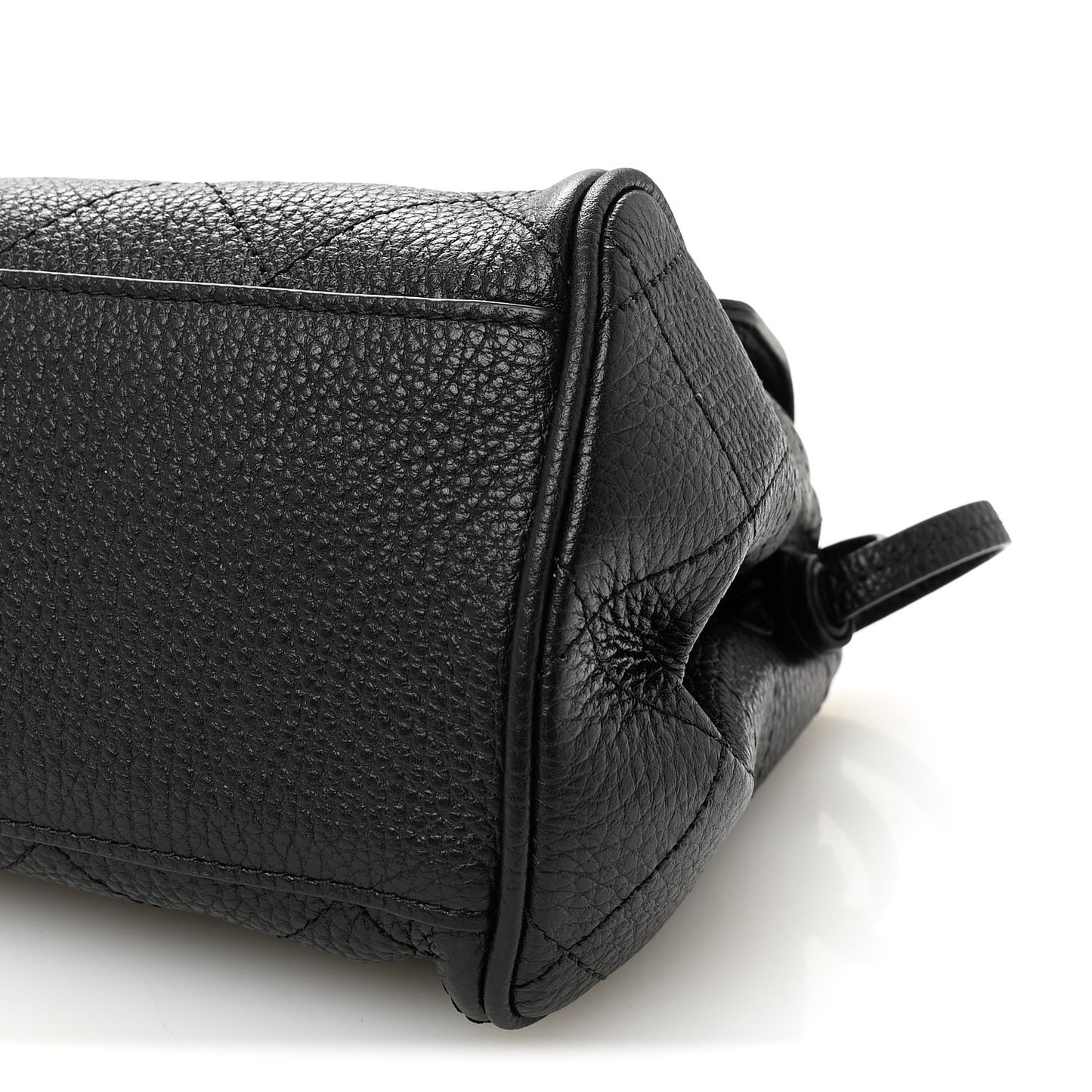 Grained Calfskin Stitched Urban Essentials Small Shopping Bag Black