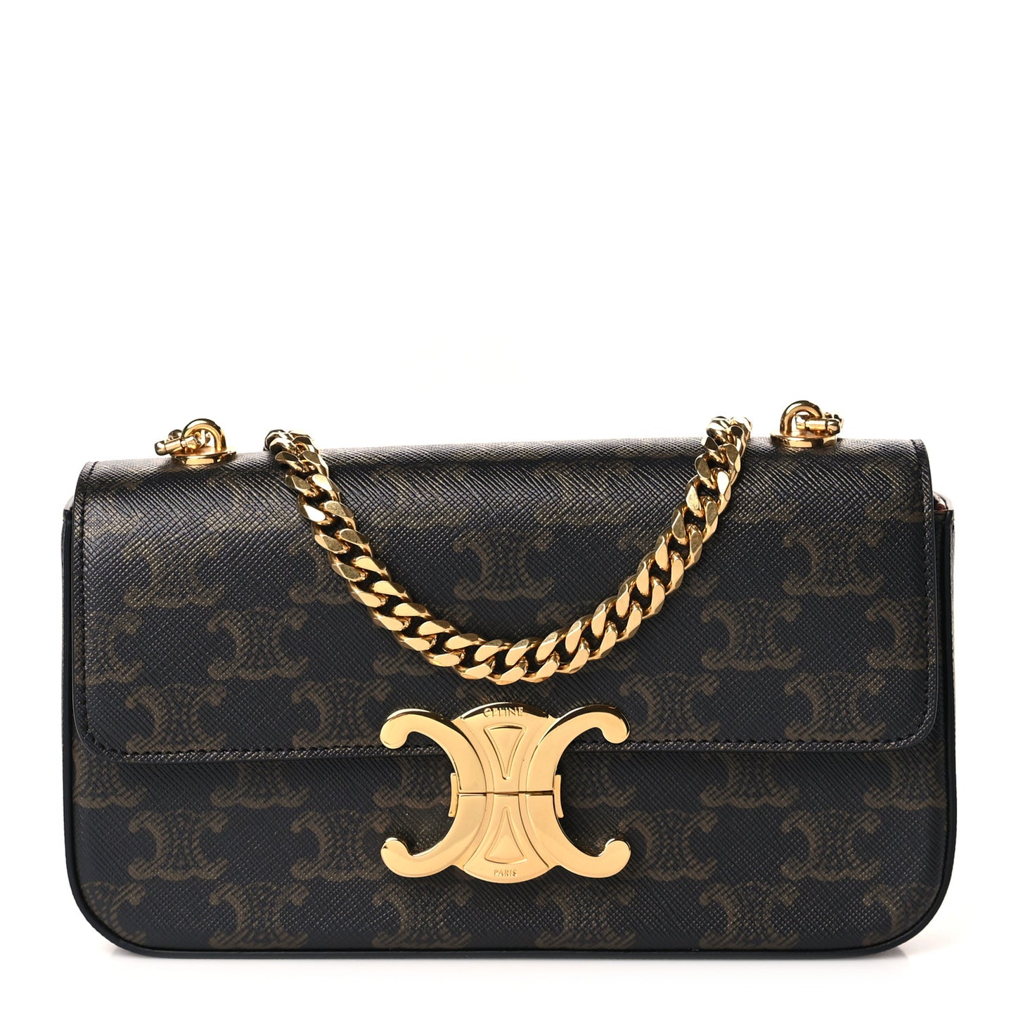 Triomphe Canvas Chain Shoulder Bag Tan