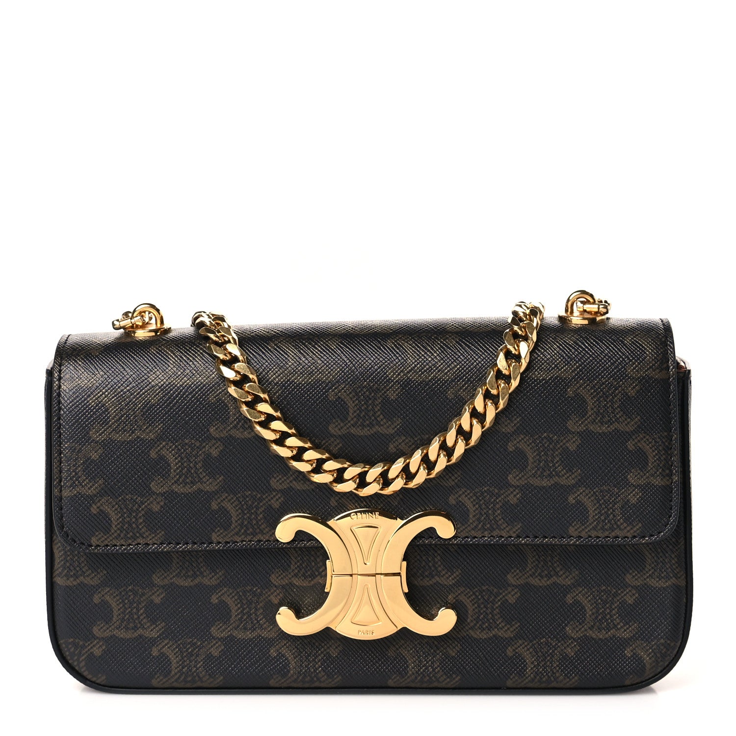Celine Triomphe Canvas Chain Shoulder Bag Tan 1 of 9