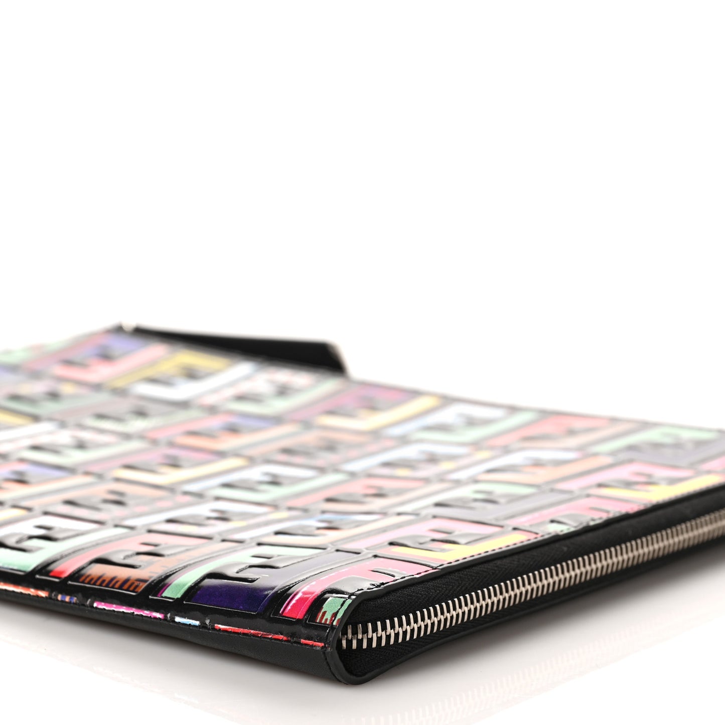 Vitello Dolce Fun Fair Embossed Zip Around Pouch Black Multicolor
