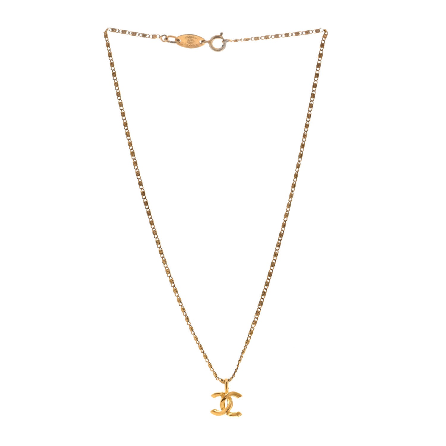 Chanel Metal CC Chain Pendant Necklace Gold 3 of 5