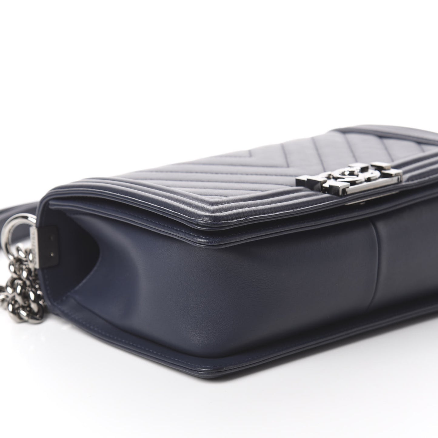 Lambskin Chevron Medium Boy Flap Dark Navy Blue