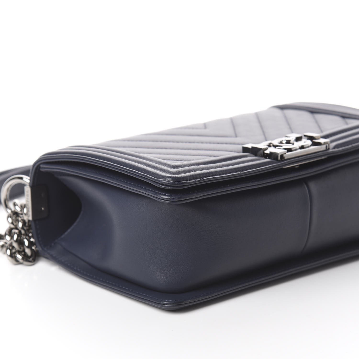 Chanel Lambskin Chevron Medium Boy Flap Dark Navy Blue 8 of 9