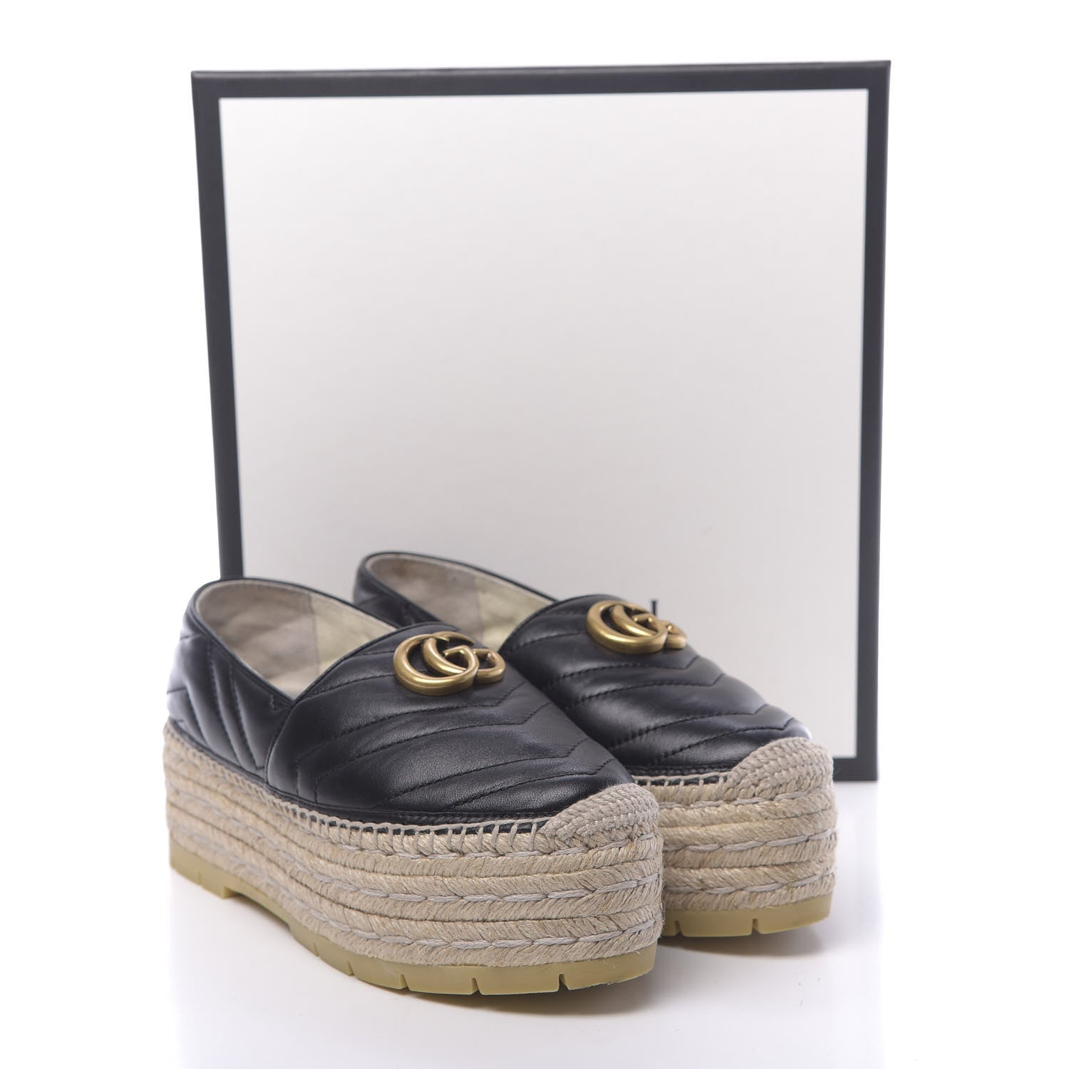 Gucci Nappa Matelasse GG Marmont Platform Espadrilles 37.5 Black 12 of 12