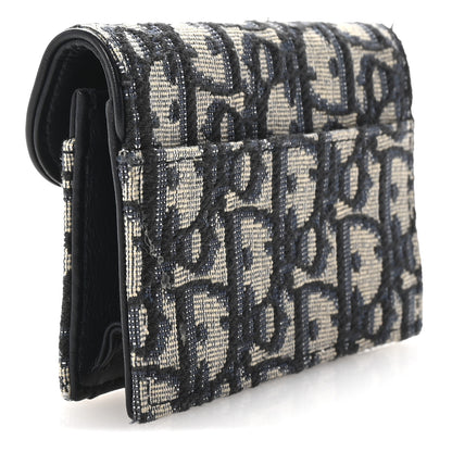 Christian Dior Oblique Saddle Card Holder Blue 3 of 7