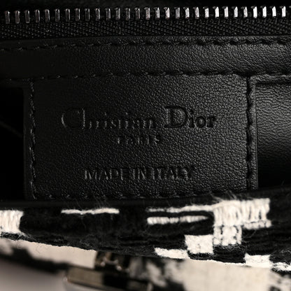 Christian Dior Tweed Macro Houndstooth Small Caro Bag Black White 6 of 13