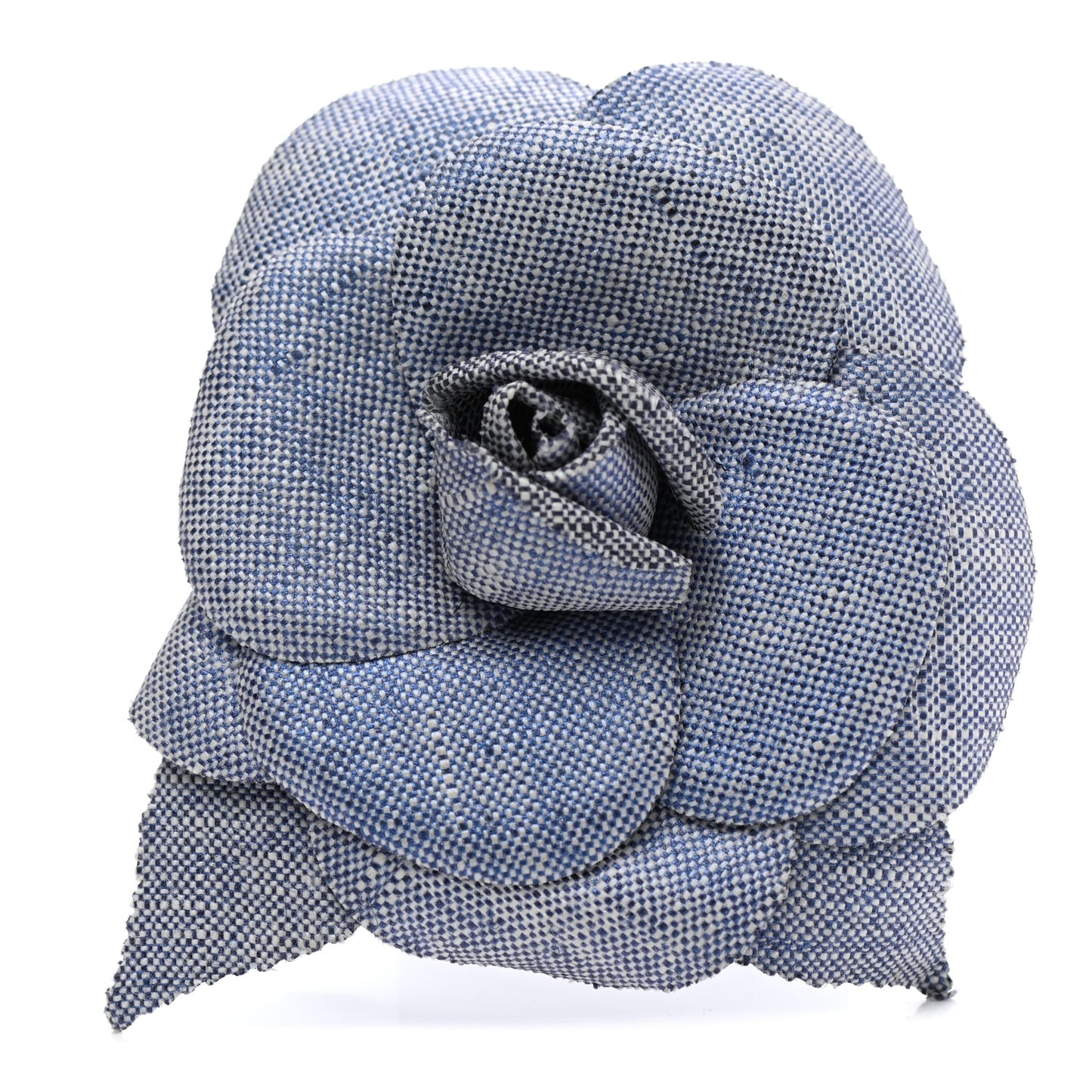 Linen Camellia Brooch Blue