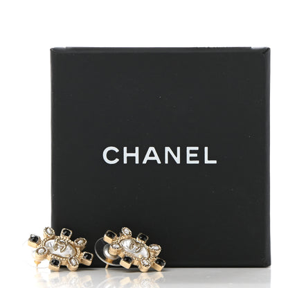 Chanel Enamel Pearl CC Earrings Black Gold 5 of 5
