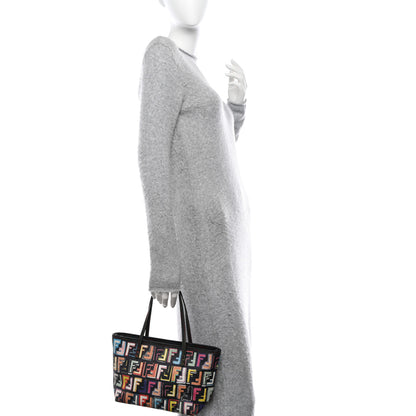 Fendi Zucca Spalmati Vitello FF Multicolor Mini Roll Tote Black Multicolor 2 of 12