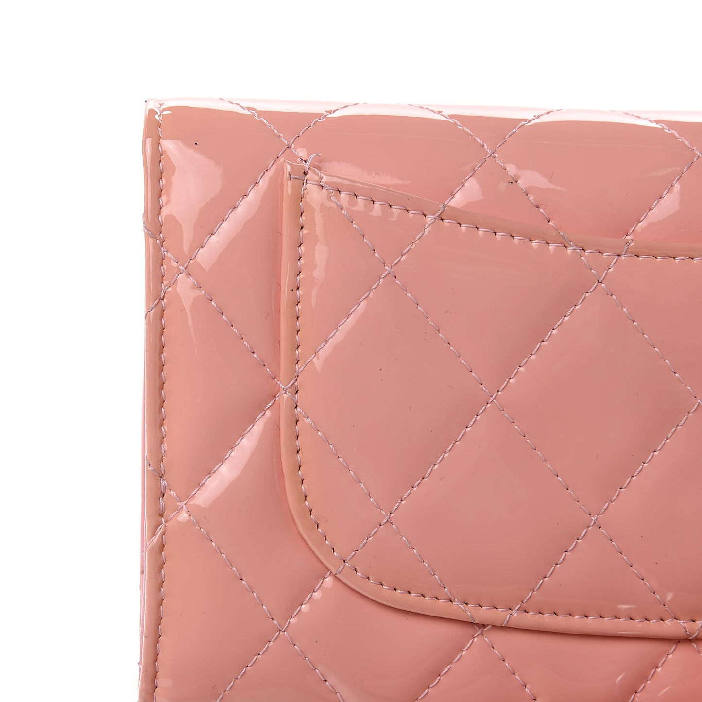 Patent Quilted Long Flap Wallet Pink