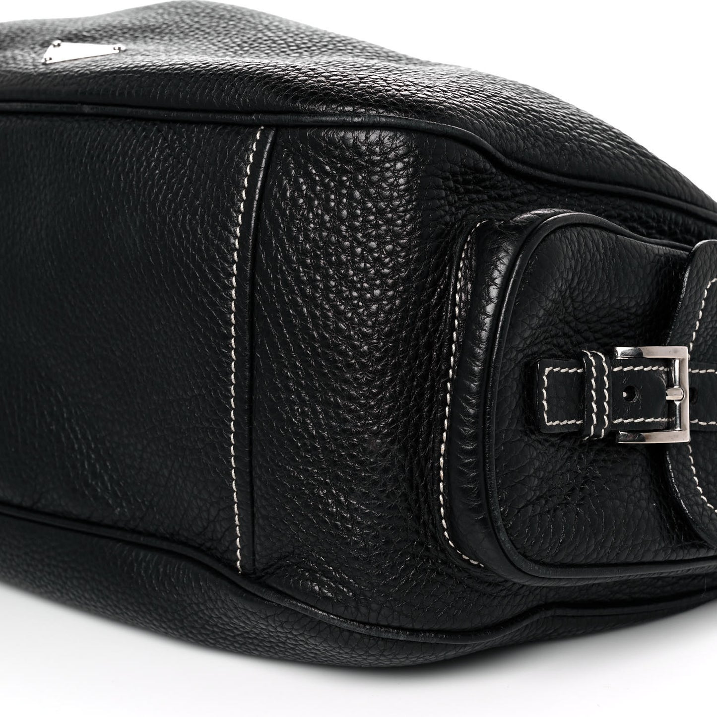 Vitello Daino Drawstring Bucket Black