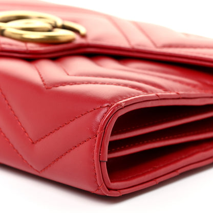 Gucci Calfskin Matelasse GG Marmont Chain Wallet Hibiscus Red 11 of 18