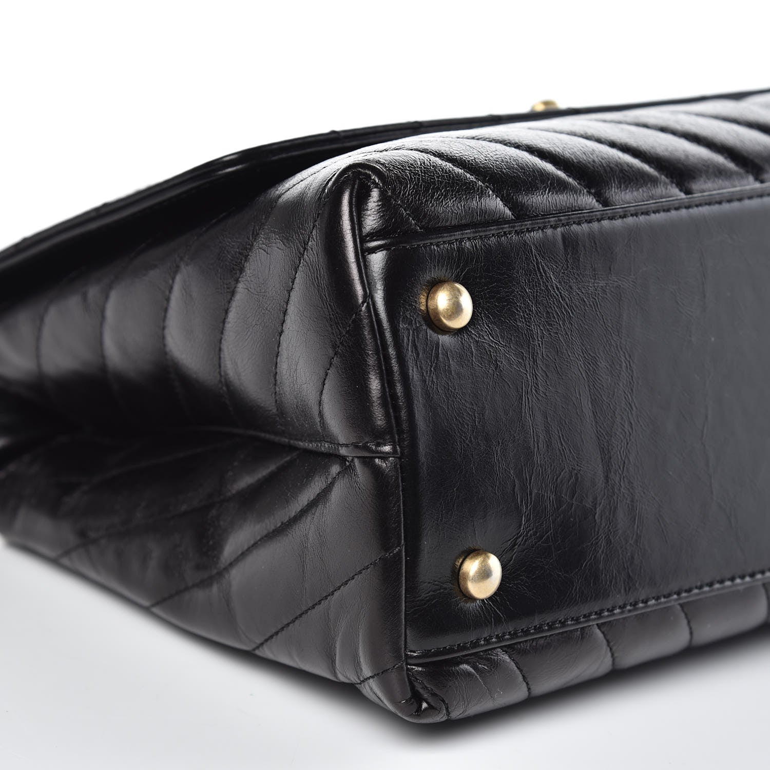Chanel Calfskin Chevron Quilted Small Coco Handle Flap Black 8 of 9