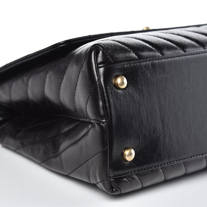 Chanel Calfskin Chevron Quilted Small Coco Handle Flap Black 8 of 9