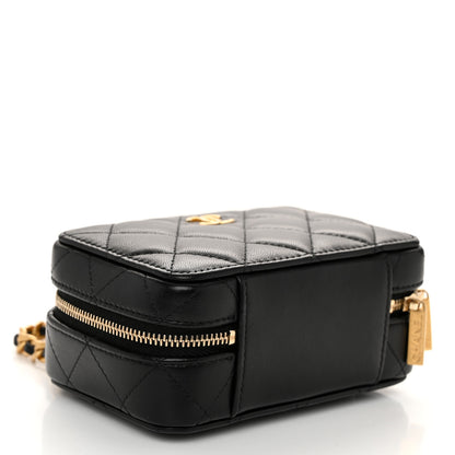 Chanel Lambskin Quilted Top Handle Mini Vanity Case Black 4 of 10