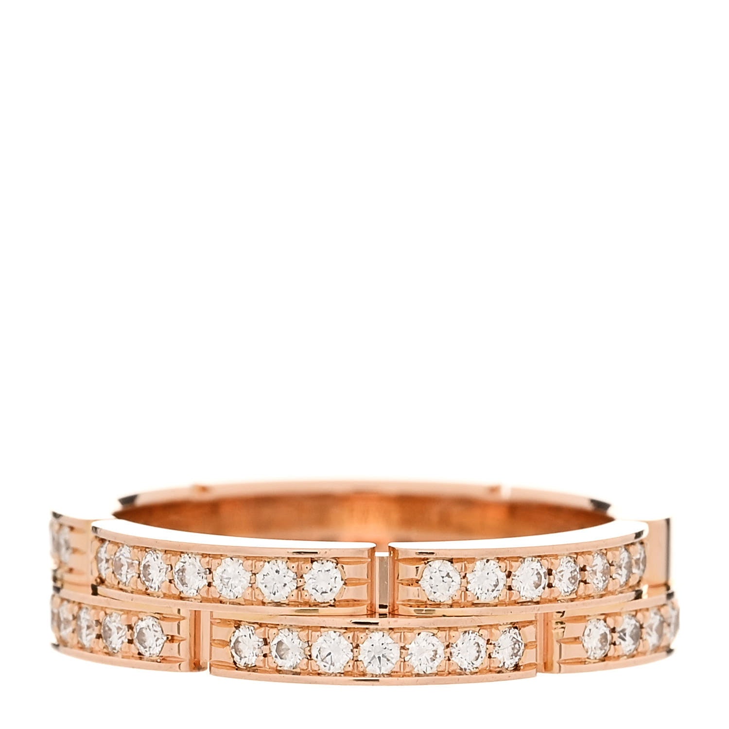 Cartier 18K Pink Gold Diamond Maillon Panthere 2 Half Rows Ring 49 4.75 1 of 5