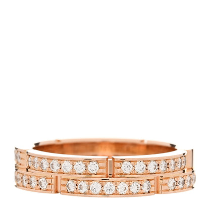 Cartier 18K Pink Gold Diamond Maillon Panthere 2 Half Rows Ring 49 4.75 1 of 5