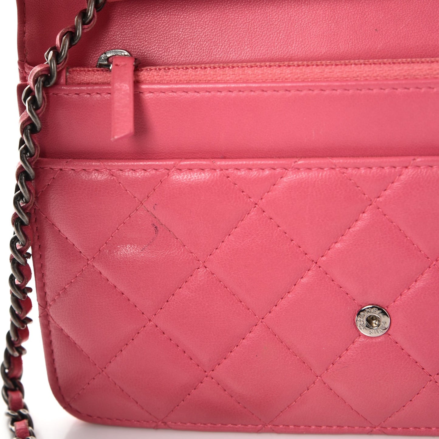 Lambskin Quilted Boy Wallet On Chain WOC Pink