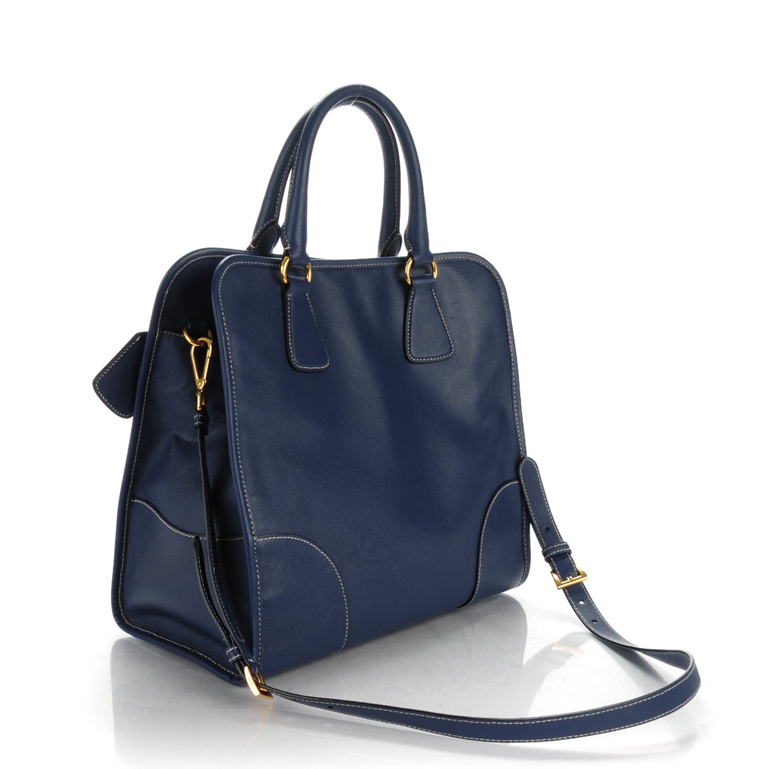 Prada Saffiano Lux Shopping Tote Bleuette 3 of 8