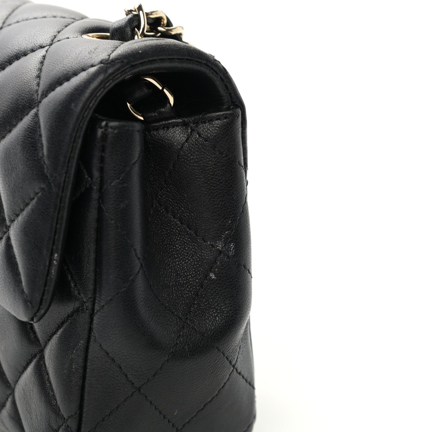 Lambskin Quilted Mini Rectangular Flap Black