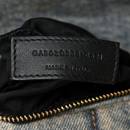 Saint Laurent Denim Quilted Toy Loulou Puffer Monogram Chain Satchel Blue Black 7 of 10