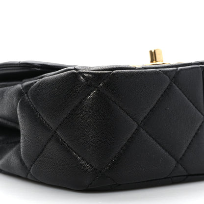 Chanel Lambskin Metal Quilted Mini Top Handle Square Flap Black 8 of 9