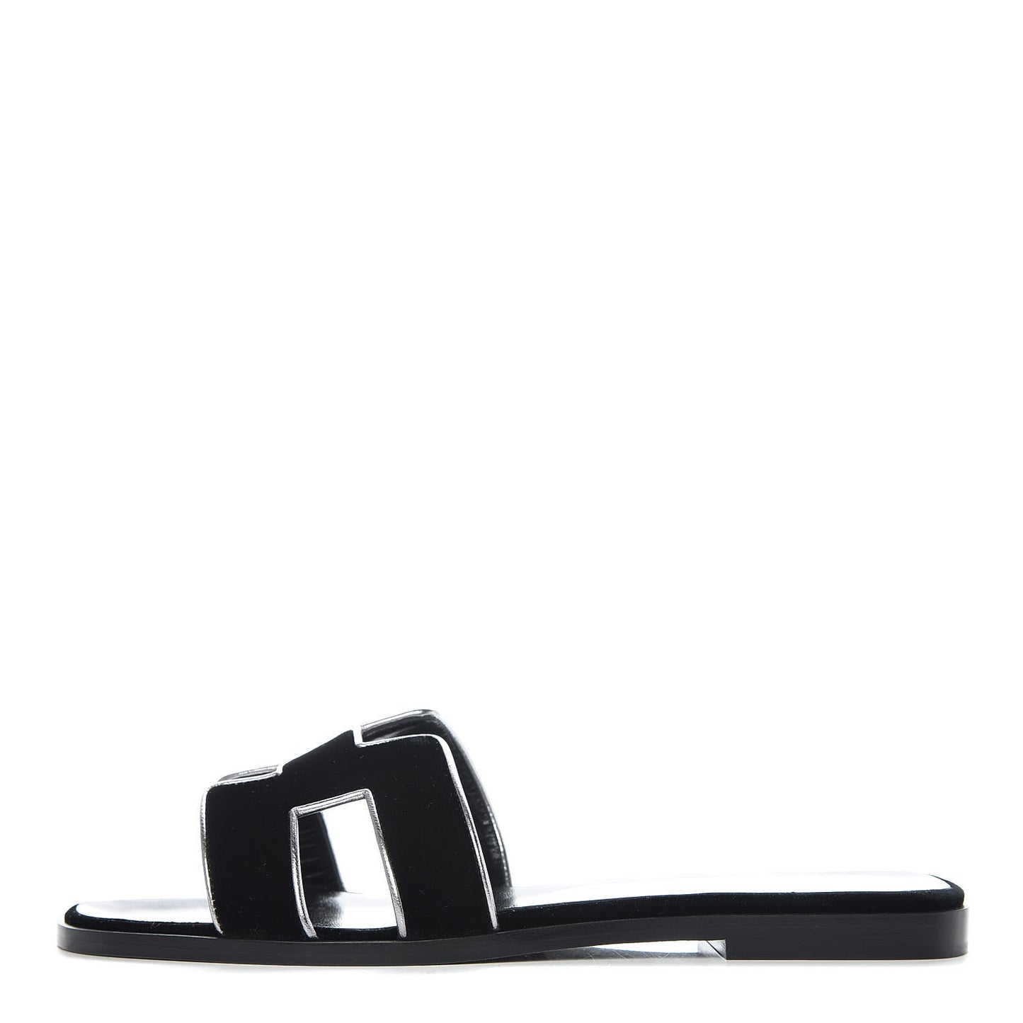 Velvet Nappa Oran Sandals 38 Black Argent Vieilli