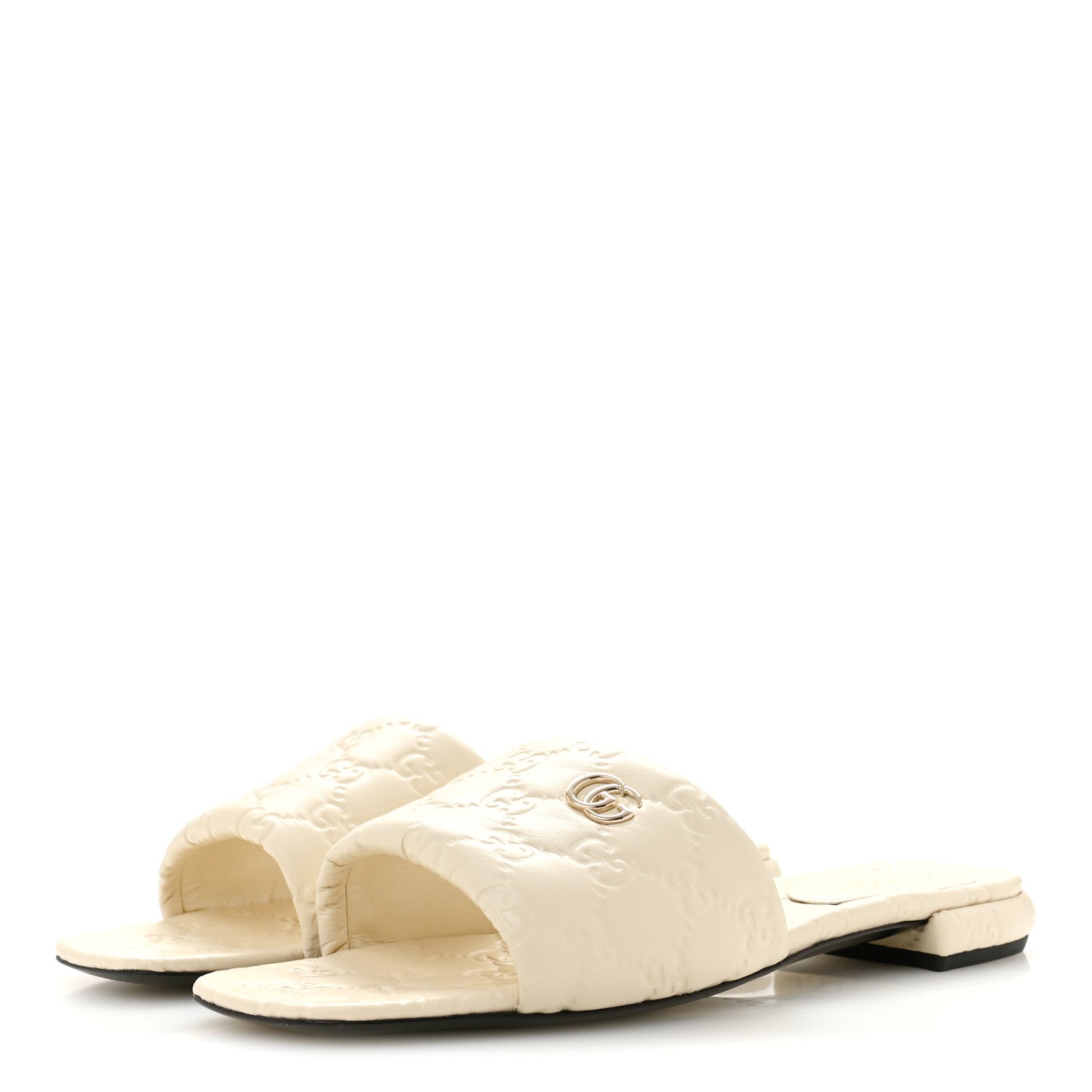 Gucci Nappa Double GG Flat Slide Sandals 38.5 New Ivoire 4 of 10
