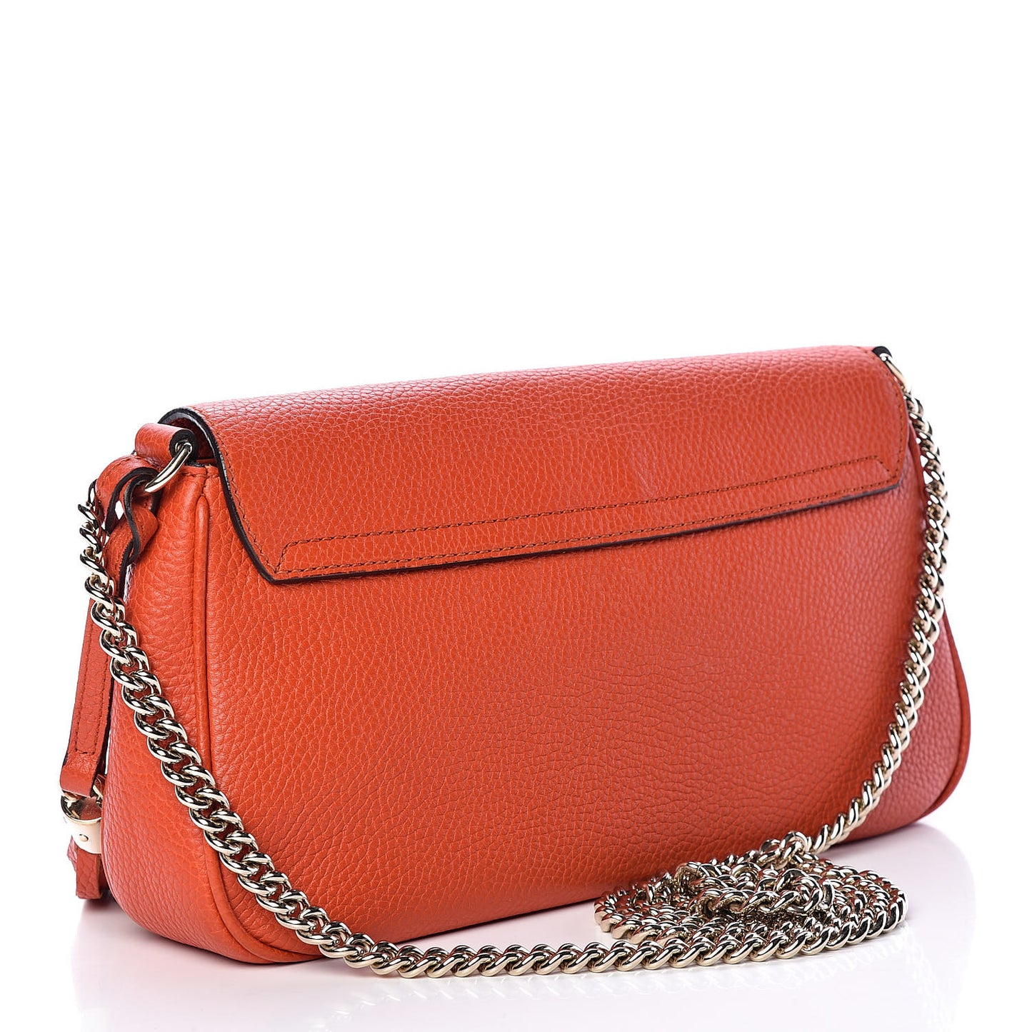 Pebbled Calfskin Medium Soho Flap Crossbody Sun Orange