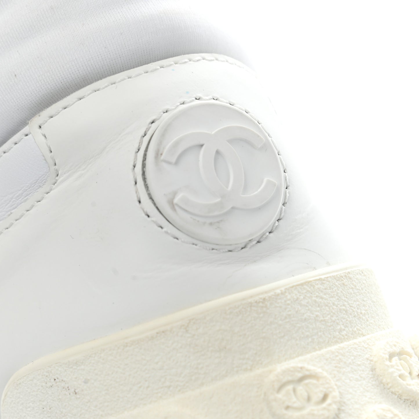 Calfskin Mesh Lycra Womens Logo Sneakers 39.5 White