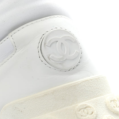 Chanel Calfskin Mesh Lycra Womens Logo Sneakers 39.5 White 13 of 16