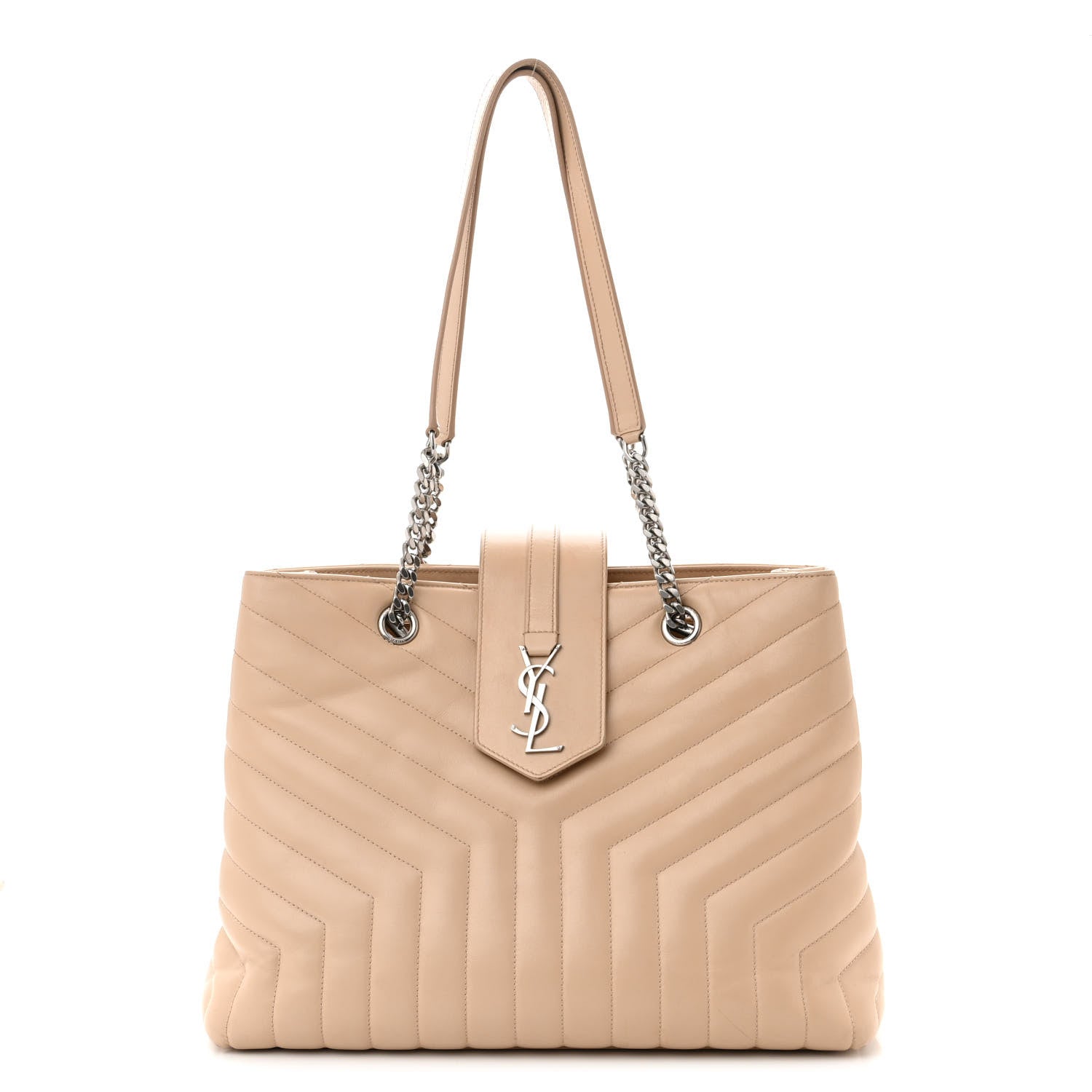 Saint Laurent Calfskin Y Quilted Monogram Large Loulou Shopper Nude Powder 1 of 15