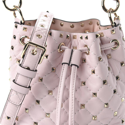 Valentino Garavani Nappa Mini Rockstud Spike Bucket Bag Rose Quartz 9 of 9