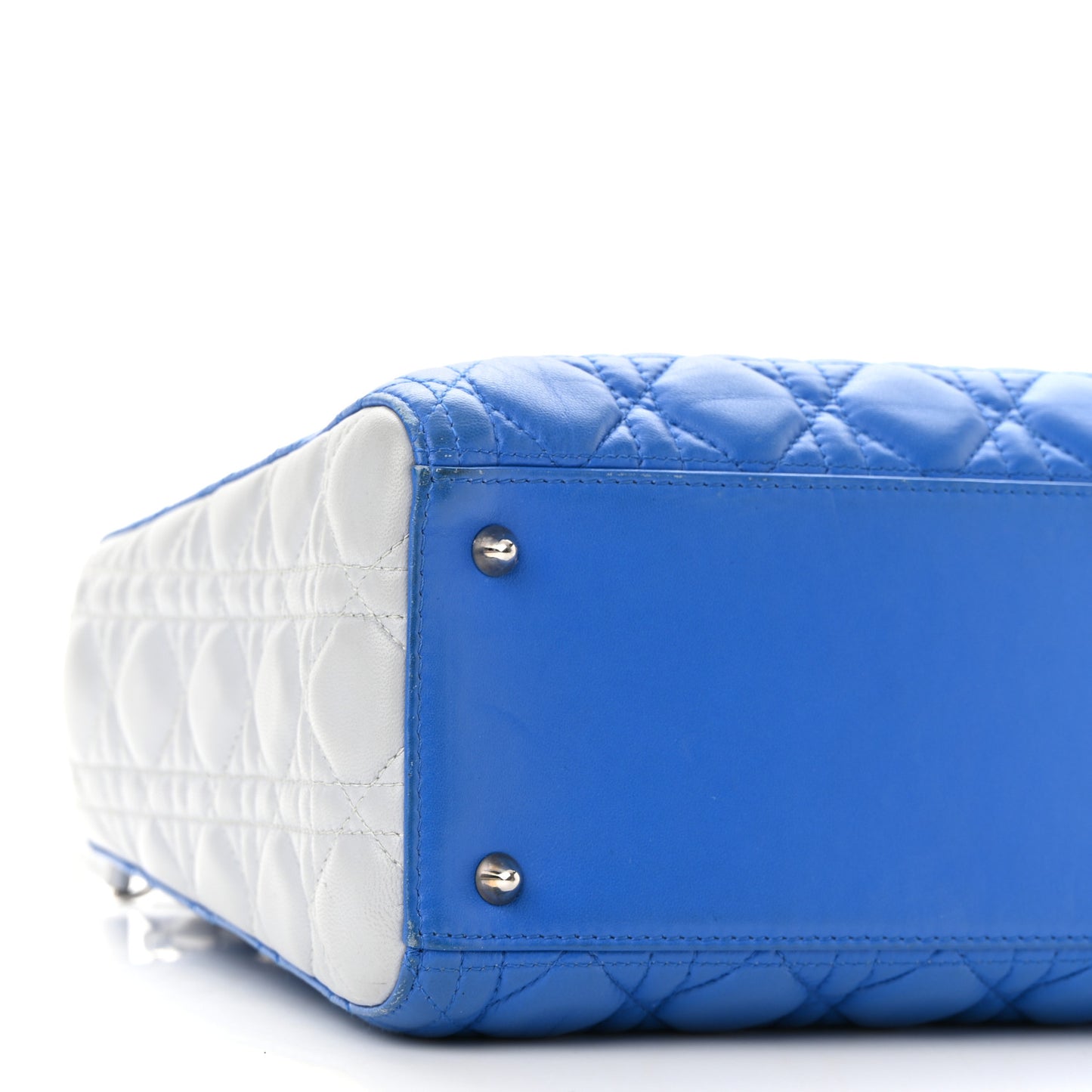 Lambskin Cannage Medium Bi-Color Lady Dior Blue Gray