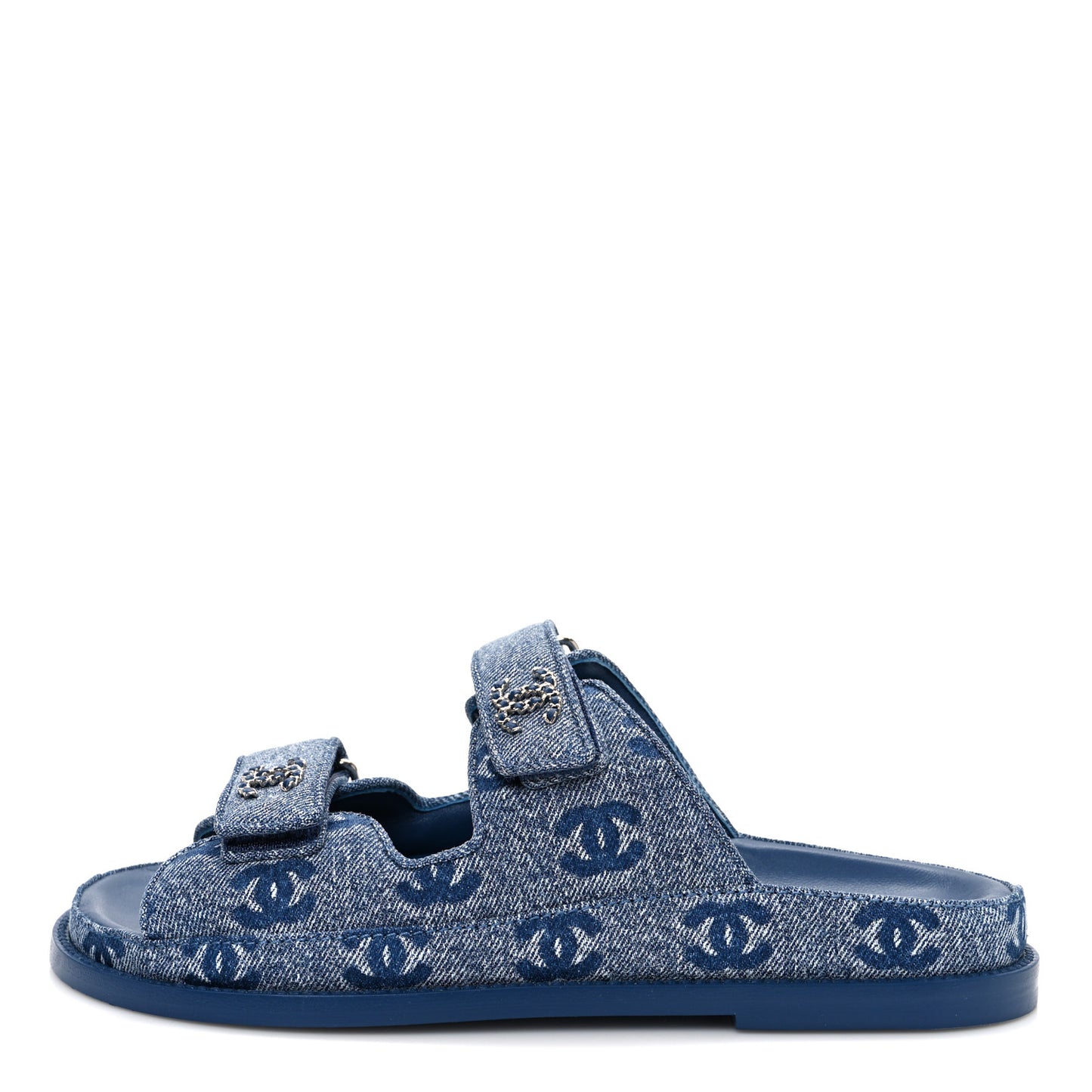 Denim CC Velcro Dad Chain CC Slide Sandals 37.5 Blue