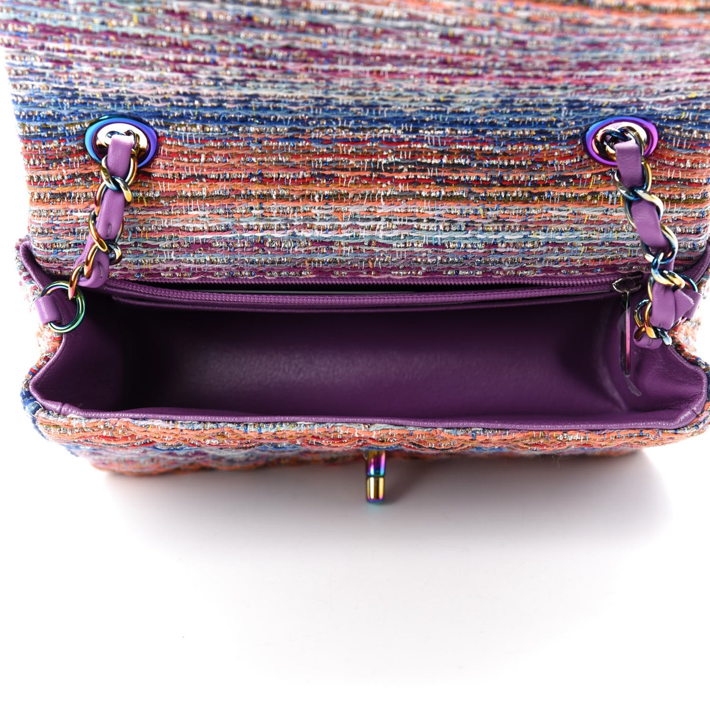Tweed Quilted Mini Rectangular Flap Blue Pink Orange