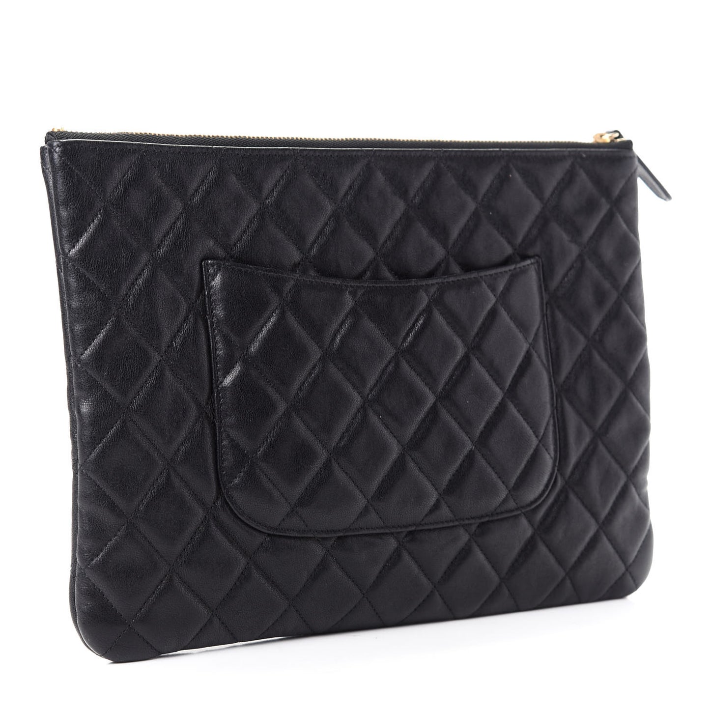Lambskin Quilted Chanel 19 Medium Cosmetic Case Black