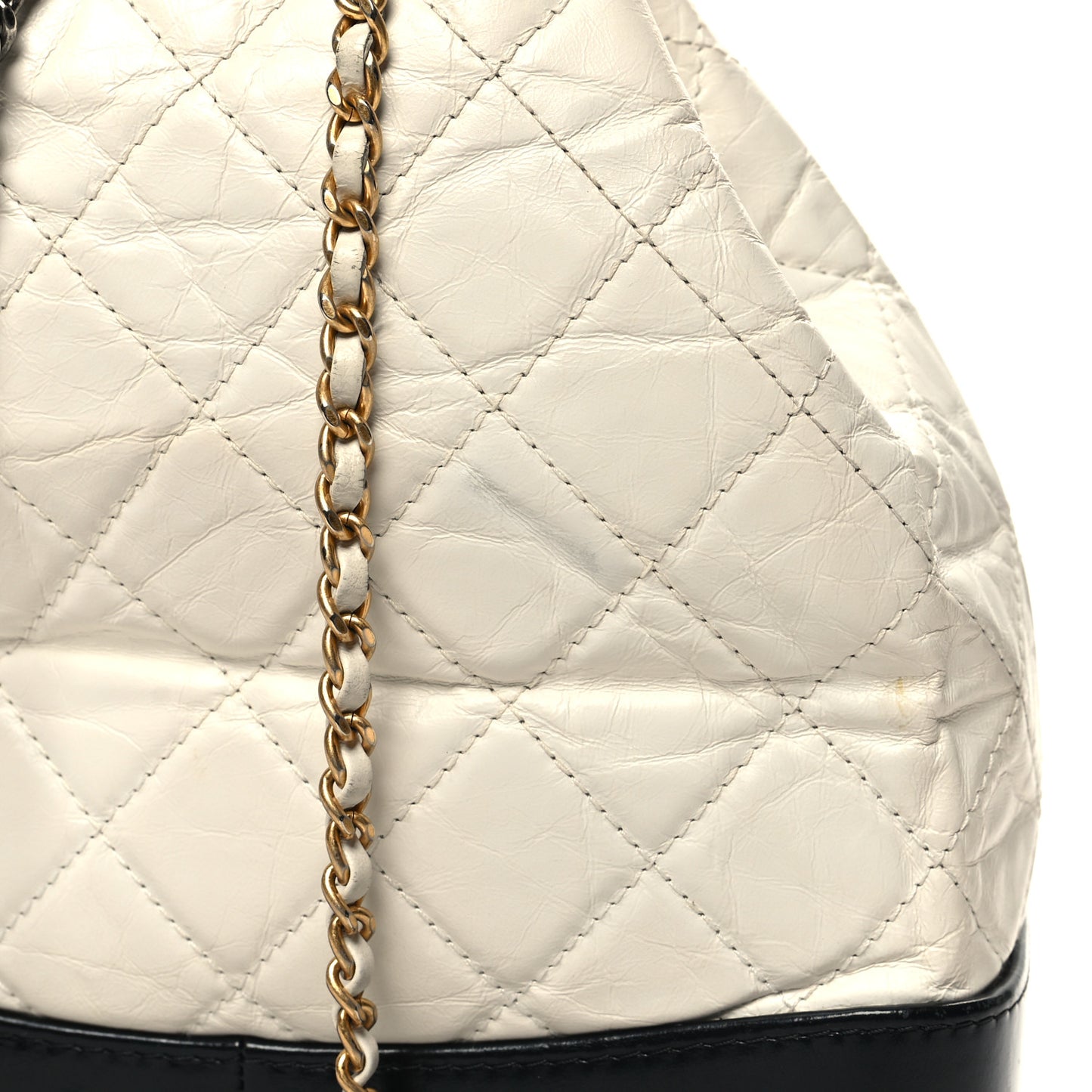 Aged Calfskin Quilted Small Gabrielle Backpack Black White