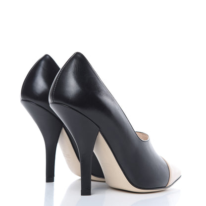 Fendi Calfskin Curved Heel Pumps 36 Black Beige 3 of 8