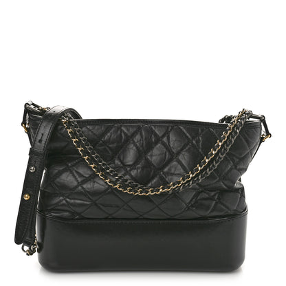 Chanel Aged Calfskin Quilted Medium Gabrielle Hobo Black 1 of 8