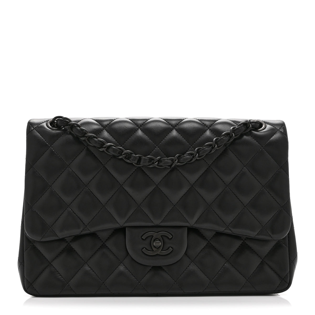 Chanel Lambskin Quilted Jumbo Double Flap So Black 1 of 10