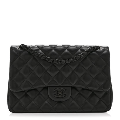 Chanel Lambskin Quilted Jumbo Double Flap So Black 1 of 10