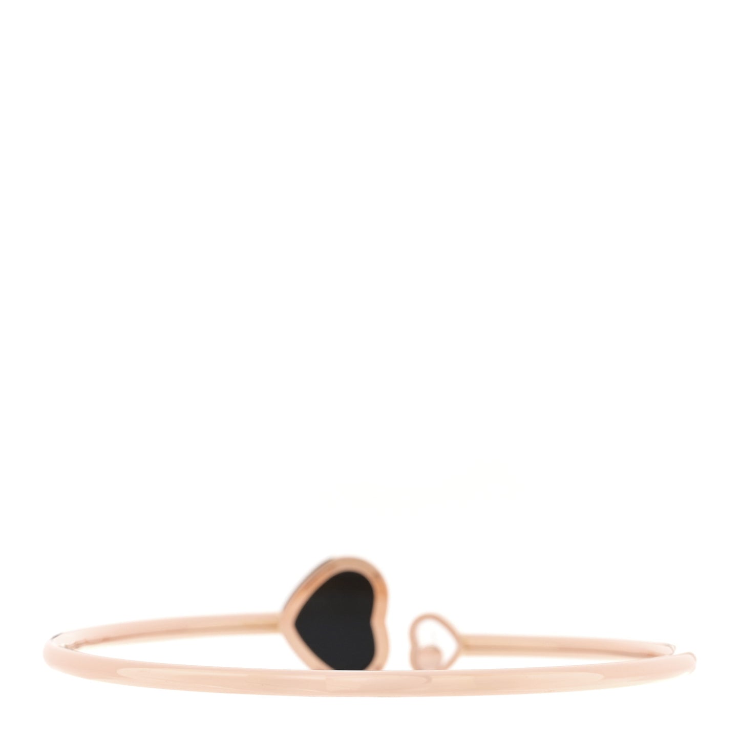 18K Rose Gold Diamond Black Onyx Happy Hearts Bangle Bracelet