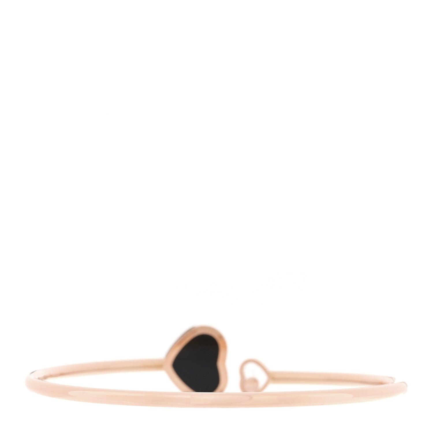 Chopard 18K Rose Gold Diamond Black Onyx Happy Hearts Bangle Bracelet 2 of 5